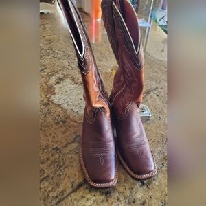 Ariat Two-Tone Brown Square Toed Western Boots